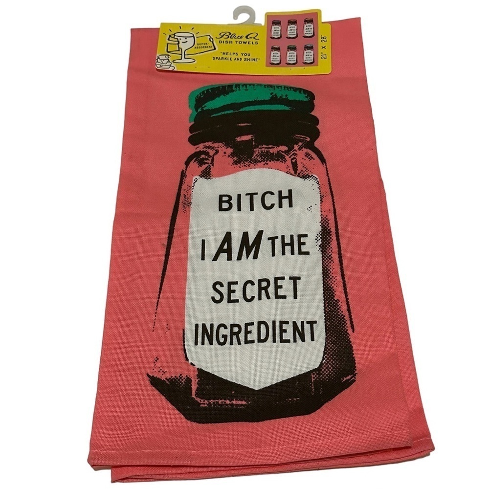 NEW Dish Towels Graphic Funny‎ Sassy Gift Novelty Blue Q Super Absorbent Pink